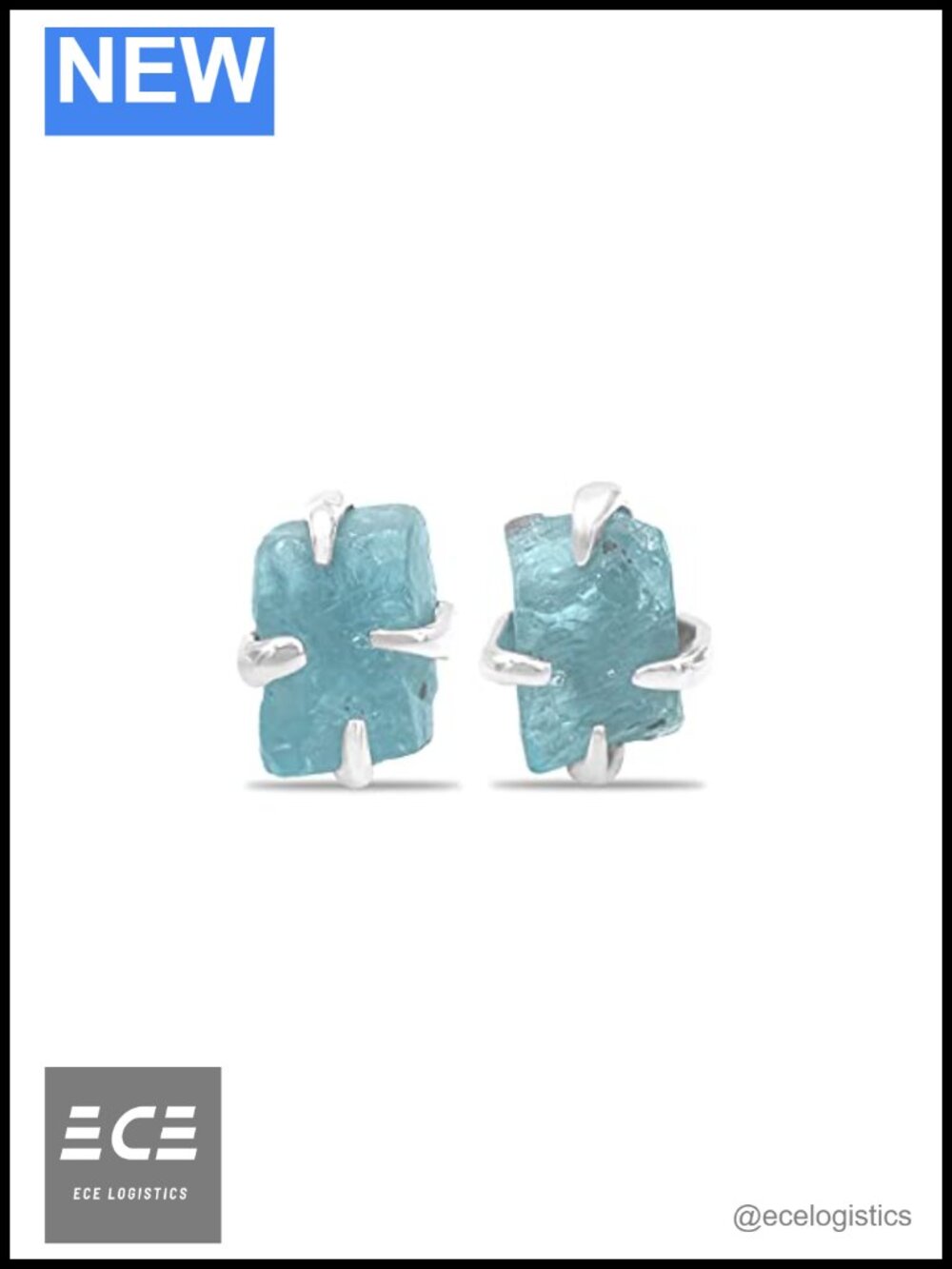 Rough Apatite Gemstone Post Earrings Sterling Silver Prong Set